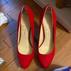Jessica Simpson Red Heels Suede Pointed Toe